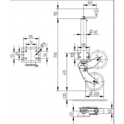 Rueda de maniobra retractil 250 KG