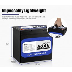 Batería Litio 50AH 12V Atem Power