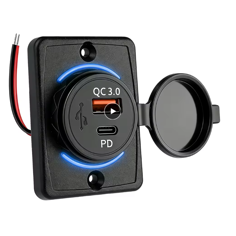 Doble USB pared camper con USB tipo C
