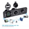 Panel triple para empotrar con USB