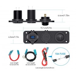 Panel triple para empotrar con USB