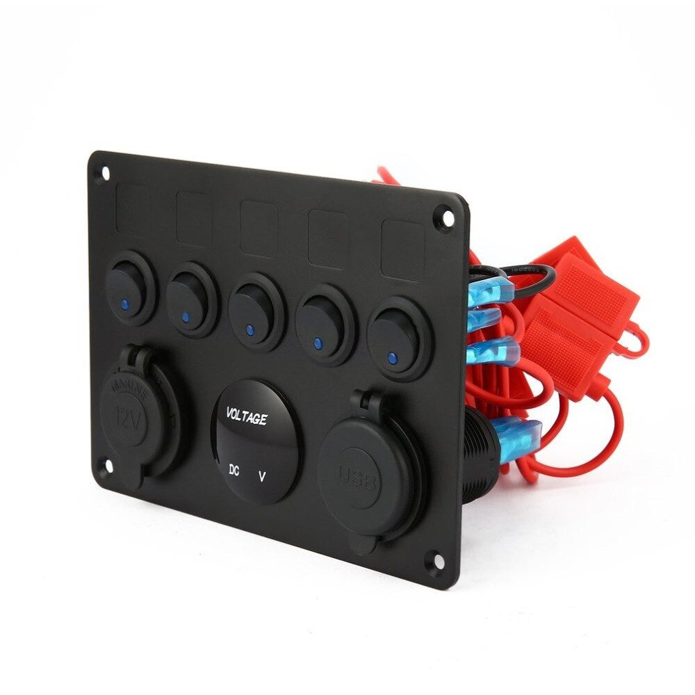 Panel de Control 5 Switch, voltímetro, socket y USB