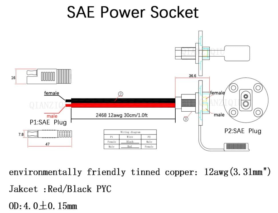 Conector sae exterior camper