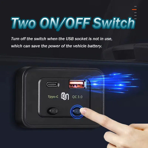 Cargador Usb Y Usb-c Rápido 12/24v Para Motorhome O Camper Negro