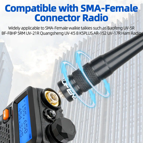 Baofeng Antena Negra De Doble Banda Walkie Talkie Uhf Vhf 40cm 144-430mhz Ganancia 2.15-3dbi Negro Vhf/uhf