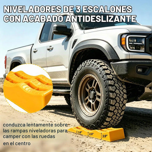 Kit 2 Rampas Niveladoras 3 Niveles Camper Motorhome Suv 3ton Amarillo