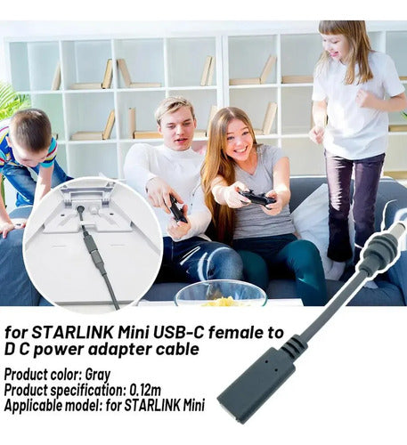 Cable Adaptador Usbc Hembra A Dc Macho Para Starlink Mini Gris