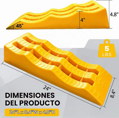 Kit 2 Rampas Niveladoras 3 Niveles Camper Motorhome Suv 3ton Amarillo