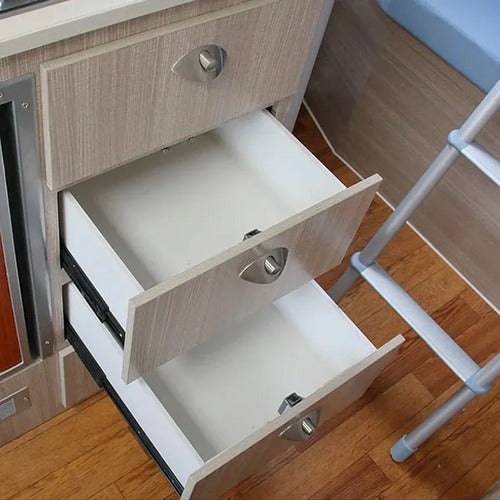 Cerradura Push Lock Metálica Mueble Motorhome Y Casa Rodante Gris