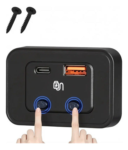 Cargador Usb Y Usb-c Rápido 12/24v Para Motorhome O Camper Negro