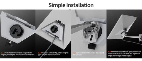 Soporte De Pared 360° Acero Inoxidable Para Starlink Mini Montaje Interior Exterior Ajustable Universal