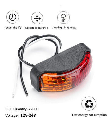Luz De Posición Lateral Led Ámbar Y Roja Para Camión O Carro Ambos Lados Rojo/amarillo