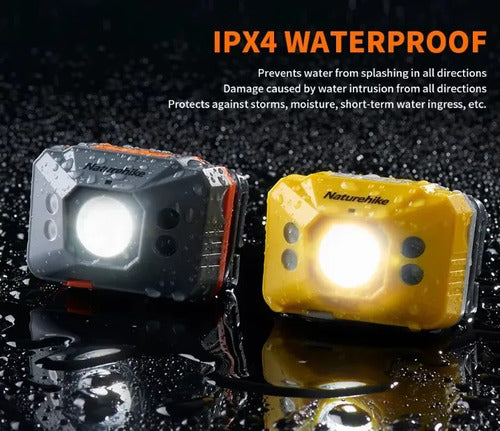 Linterna Frontal Led Naturehike Recargable Usb Sensor Blanco Gris