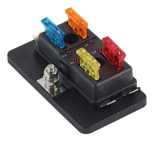 Caja De Fusibles Walfront De 4 Vías Para Automóvil Con Led