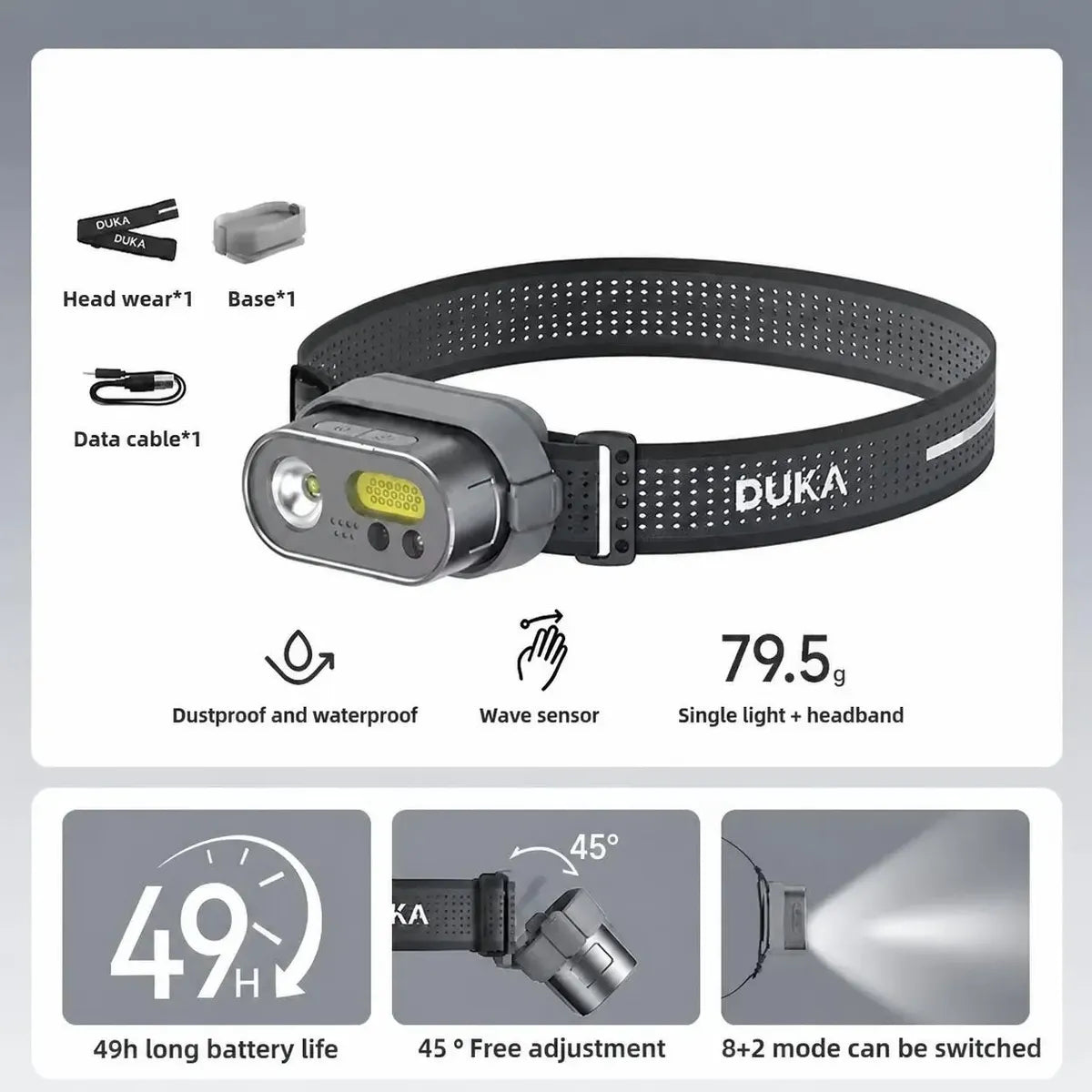 Linterna Frontal Atuman Mh1 Led Usb Recargable Sensor